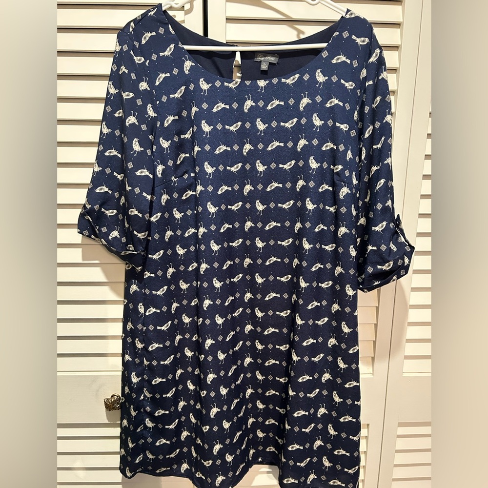 Lily Rose Dark Blue Dress with White Pattern